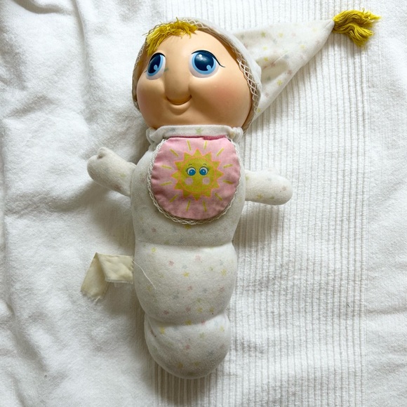 Vintage 80s White Glow Worm Plush Doll Two Faces Working Condition - Picture 3 of 11